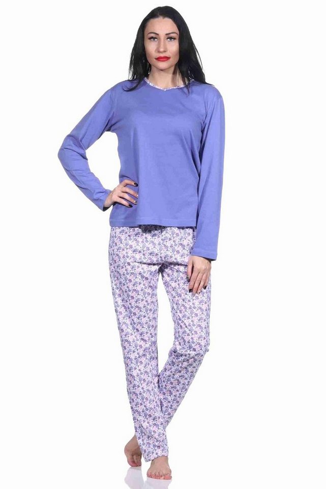 RELAX by Normann Pyjama Damen langarm Schlafanzug mit allover bedrucker Hose - 222 10 780 von RELAX by Normann