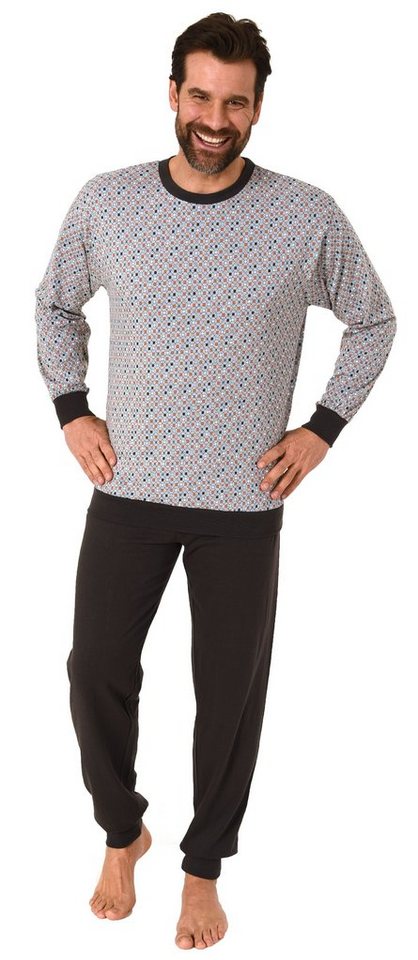 RELAX by Normann Pyjama Herren Schlafanzug langarm mit Bündchen in Minimal-Optik - 112 10 710 von RELAX by Normann