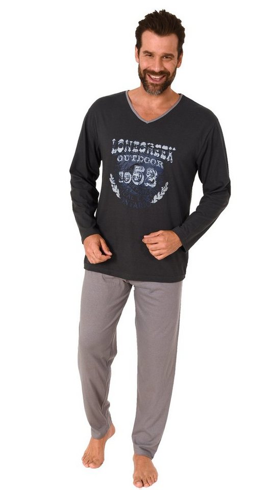 RELAX by Normann Pyjama Herren Pyjama langarm Schlafanzug mit Frontprint - 212 10 900 von RELAX by Normann