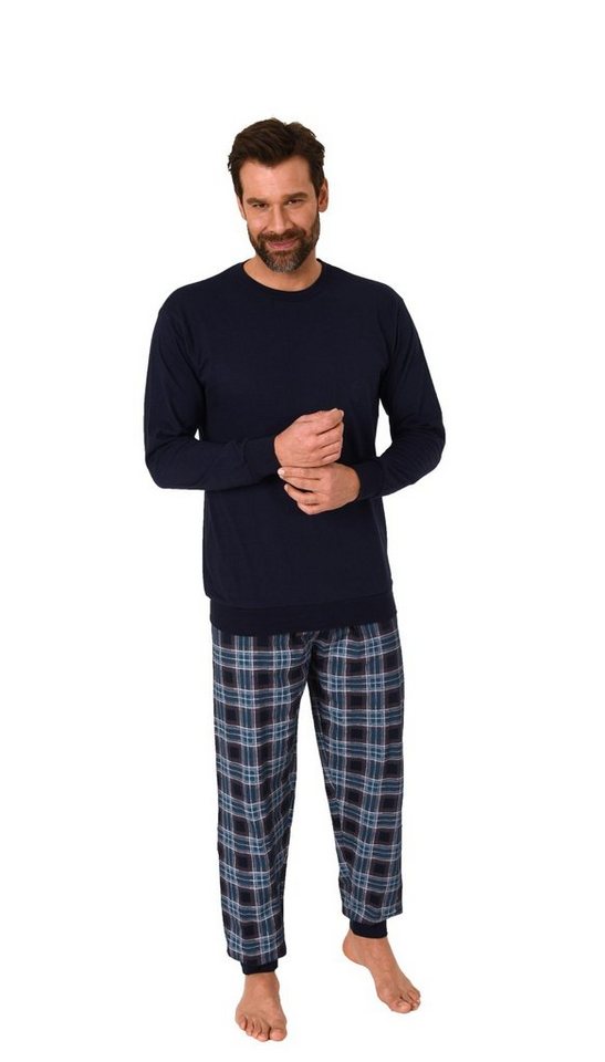 RELAX by Normann Pyjama Herren Schlafanzug mit Bündchen mit karierter Jersey Hose von RELAX by Normann