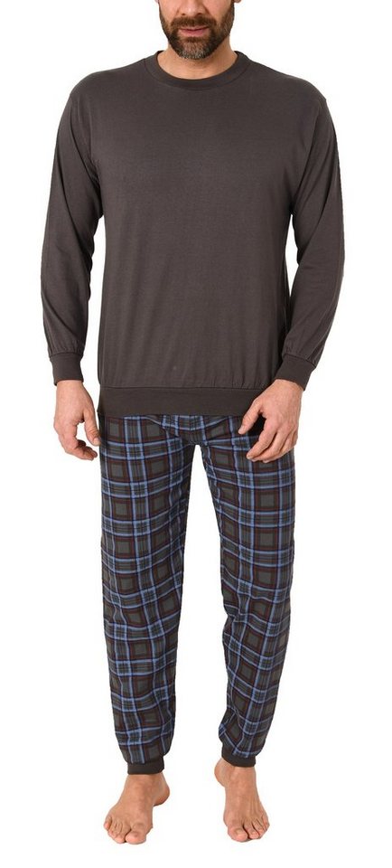 RELAX by Normann Pyjama Herren Schlafanzug mit Bündchen mit karierter Jersey Hose von RELAX by Normann