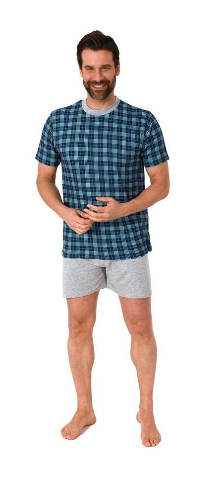 RELAX by Normann Pyjama Herren kurzarm Schlafanzug Shorty Pyjama mit Rundhals in Karo Look von RELAX by Normann