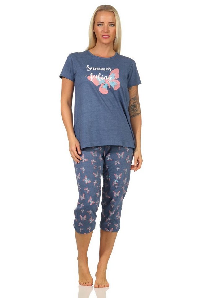 RELAX by Normann Pyjama Sommerlicher Damen kurzarm Capri Schlafanzug mit Schmetterlingsmotiv RELAX by Normann Pyjama Sommerlicher Damen kurzarm Capri Schlafanzug mit Schmetterlingsmotiv von RELAX by Normann