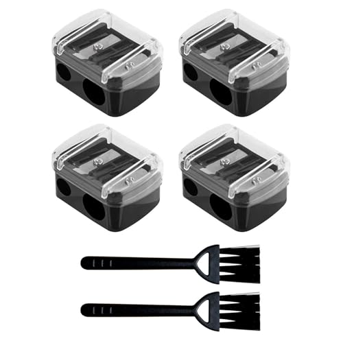 4 Stücke Doppel -Loch -Bleistiftspitzer Und 2 Teile Mini -Reinigungsbürste, Plastikstiftschärfer, Tragbarer Bleistiftspitzer, Eyeliner -Bleistiftrolle. von RELKLYU