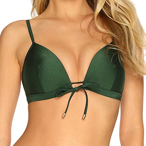 RELLECIGA Damen Bademode Bikini Push-up Top Triangel Oberteil Olivgrün L von RELLECIGA