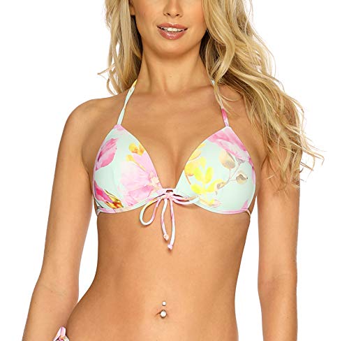 RELLECIGA Damen Bademode Bikini Top Push-up Triangel Oberteil Sakura Flowers M von RELLECIGA