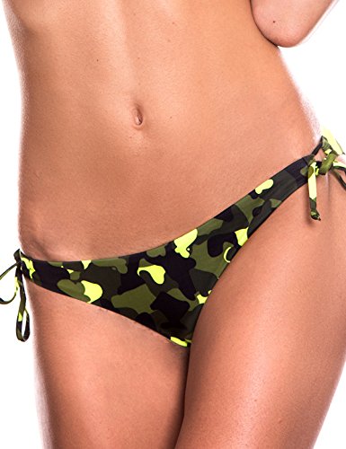 RELLECIGA Damen Bademode Bikini Unterteil mit Schnürchen Bottom Neon Camouflage S von RELLECIGA
