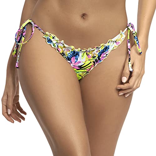 RELLECIGA Damen Bademode Bikini Unterteil mit Schnürchen Brasilianischer Schnitt Bottom Ruffle Jungle S von RELLECIGA