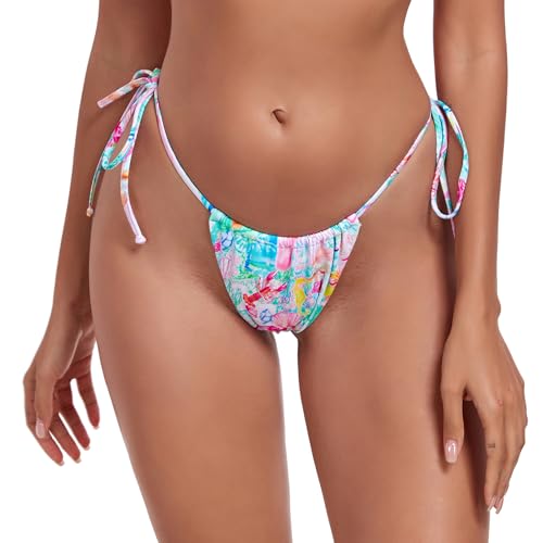 RELLECIGA Damen Bademode Bikinihose Brazilian Tanga-Unterteil mit Schnürchen Thong Bottom Laguna S von RELLECIGA