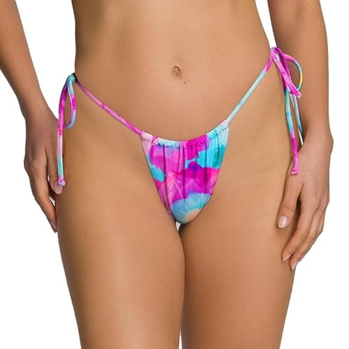 RELLECIGA Damen Bademode Bikinihose Brazilian Tanga-Unterteil mit Schnürchen Thong Bottom Water Lily S von RELLECIGA