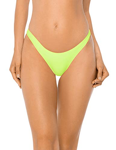 RELLECIGA Damen Bademode Bikinihose Unterteil High Cut Thong Bottom Neon Grün M von RELLECIGA