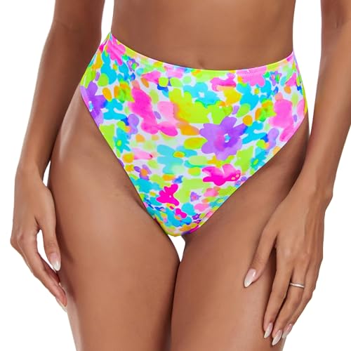 RELLECIGA Damen Bademode Bikinihose Unterteil High Waist Thong Bottom Daisy S von RELLECIGA