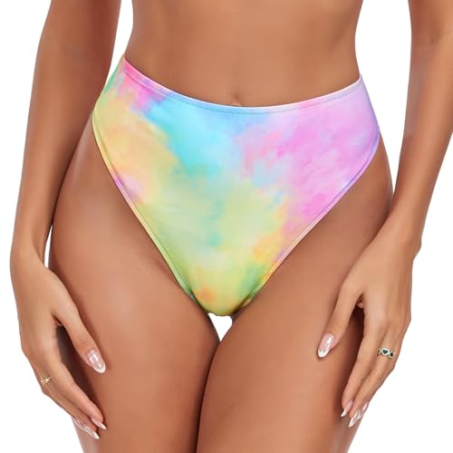 RELLECIGA Damen Bademode Bikinihose Unterteil High Waist Thong Bottom Splash M von RELLECIGA