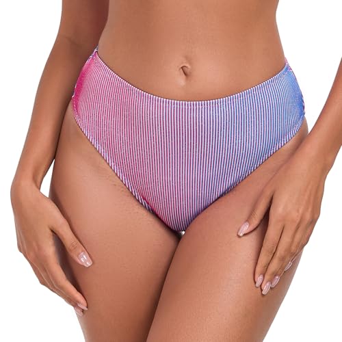RELLECIGA Damen Bademode High Waist Bikini-Hose Slip Bottom Retro Blurred L von RELLECIGA