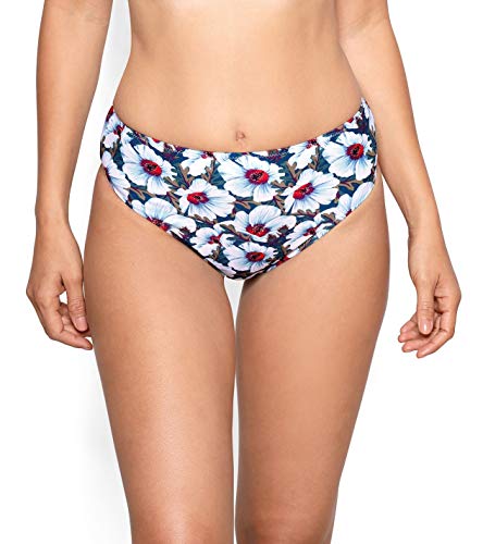 RELLECIGA Damen Bademode High Waist Bikini-Hose Slip Bottom Retro Hibiscus S von RELLECIGA