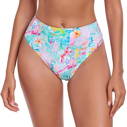 RELLECIGA Damen Bademode High Waist Bikini-Hose Slip Bottom Retro Laguna M von RELLECIGA