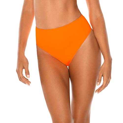 RELLECIGA Damen Bademode High Waist Bikini-Hose Slip Bottom Retro Neon Orange S von RELLECIGA