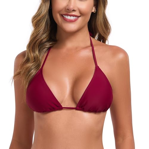 RELLECIGA Damen Bademode Klassischer Bikini Oberteil Triangel Burgundy S von RELLECIGA