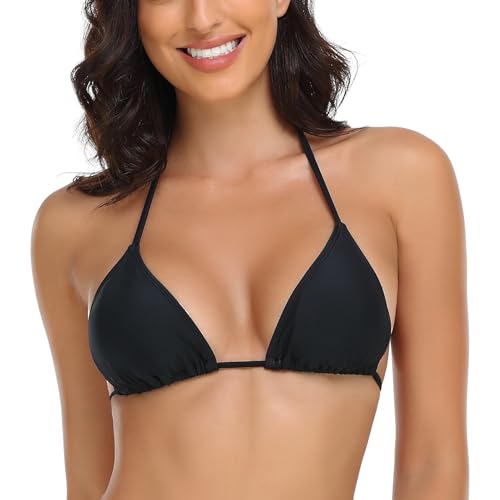 RELLECIGA Damen Bademode Klassischer Bikini Oberteil Triangel Top Schwarz XL von RELLECIGA
