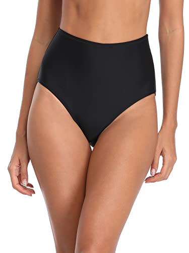 RELLECIGA Damen Bikini-Badeanzug mit hoher Taille, Hipster - Schwarz - X-Large von RELLECIGA