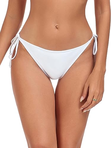 RELLECIGA Damen Bikinihose, frecher Hoher Schnitt, seitlich gebunden, Bikinihose, Weiss/opulenter Garten, Medium von RELLECIGA