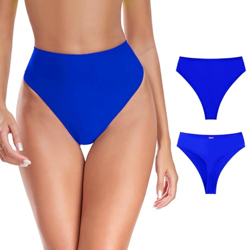 RELLECIGA Damen-Bikinihose mit hoher Taille, hoch geschnitten, Königsblau, S von RELLECIGA