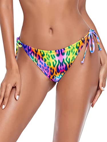 RELLECIGA Damen-Bikinihose mit seitlicher Schnürung, Violettfarbenes Leopardenmuster, Large von RELLECIGA