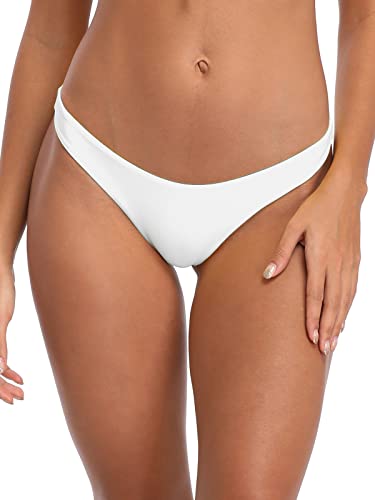 RELLECIGA Damen Cheeky Brazilian Cut Bikini Bottom groß Weiß von RELLECIGA