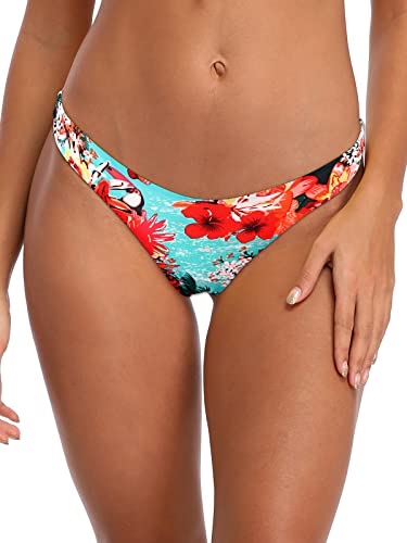 RELLECIGA Freche Bikinihose für Damen, Blau floral, S von RELLECIGA