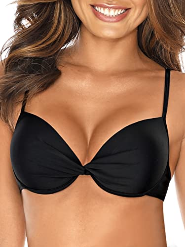 RELLECIGA Damen Push Up Bikini Top Twist Front Bügel Badeanzug, Schwarz, Medium von RELLECIGA