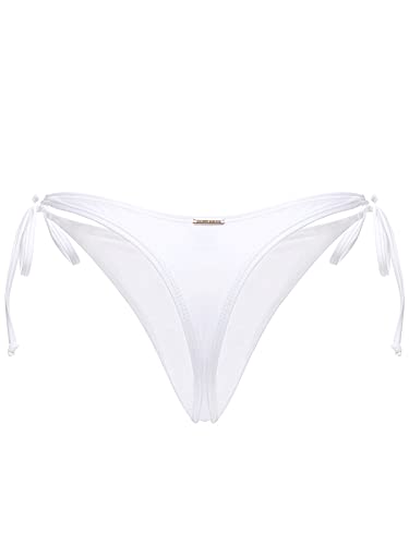 RELLECIGA Damen Tie Side Thong Bikini Bottom Klein Weiß von RELLECIGA