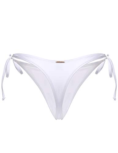 RELLECIGA Damen Tie Side Thong Bikini Bottom Klein Weiß von RELLECIGA