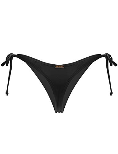 RELLECIGA Damen Tie Side Thong Bikini Bottom Mittel Schwarz von RELLECIGA