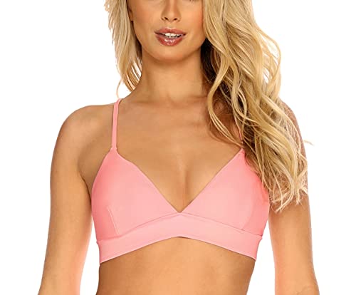 RELLECIGA Damen Triangel Bikini Top Bralette Oberteil Baby Pink XL von RELLECIGA