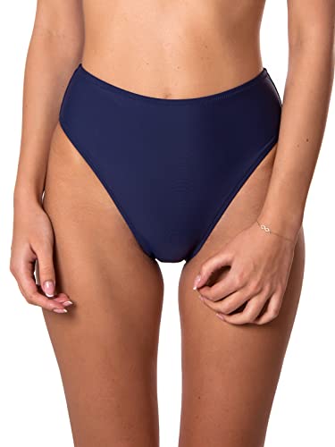 RELLECIGA Damen hoch Cut mit hoher Taille Bikini Bottom mittel Marine blau von RELLECIGA