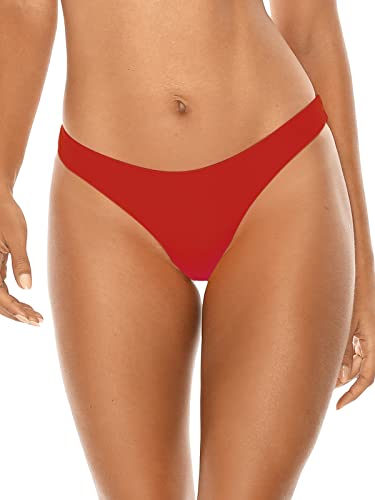 RELLECIGA Frecher brasilianischer Schnitt Bikinihose für Damen, rot, Small von RELLECIGA
