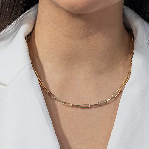 RELOVET 14 Karat Gold gefüllte Gliederkette Neclace Rechteck Büroklammer Kette Choker für Frauen Schmuck, 16 inches, Papier, Kein Edelstein RELOVET 14 Karat Gold gefüllte Gliederkette Neclace Rechteck Büroklammer Kette Choker für Frauen Schmuck, 16 inches, Papier, Kein Edelstein von RELOVET
