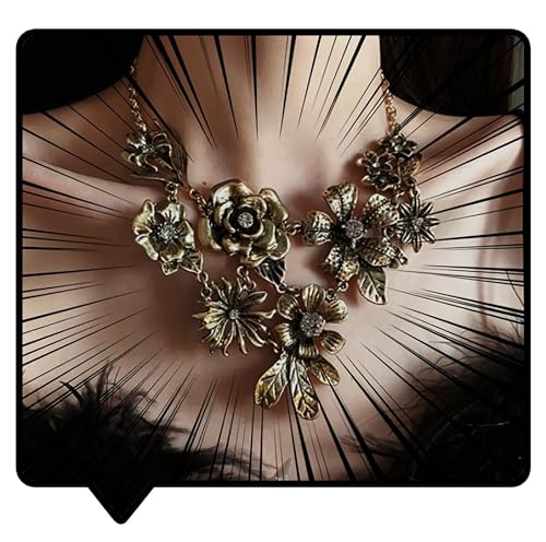 RELOVET Vintage Stil Floral Metall Halskette Antik Golden Halskette für Frauen von RELOVET