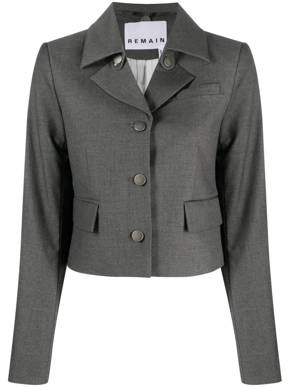 REMAIN Einreihiger Cropped-Blazer - Grau von REMAIN