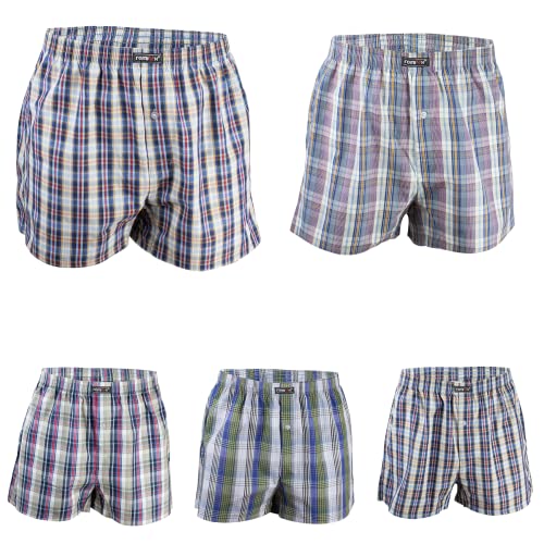 REMIXX Jungen American Boxershorts Karo Baumwolle gewebt, 5er Pack (DE/NL/SE/PL, Numerisch, 170, 176, Regular) von REMIXX