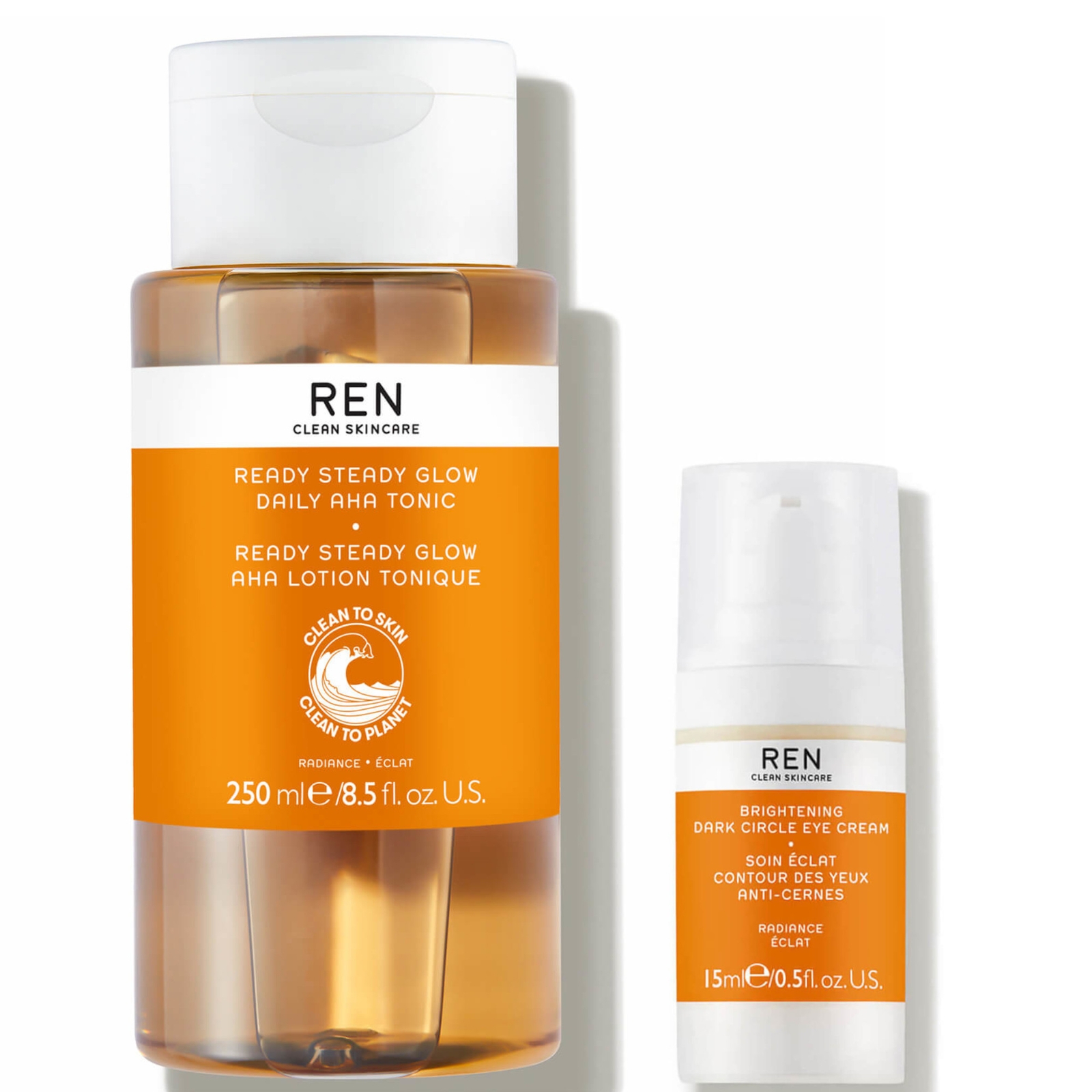 REN Clean Skincare Ready Steady Glow Daily AHA Tonic 250ml and Radiance Brightening Dark Circle Eye Cream 15ml REN Clean Skincare Ready Steady Glow Daily AHA Tonic 250ml and Radiance Brightening Dark Circle Eye Cream 15ml von REN Clean Skincare