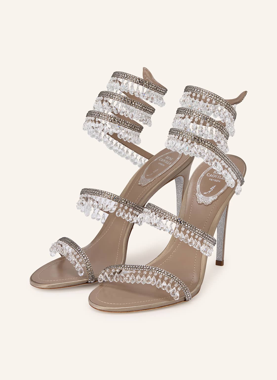 Rene Caovilla Sandaletten Mit Schmucksteinen grau von RENE CAOVILLA
