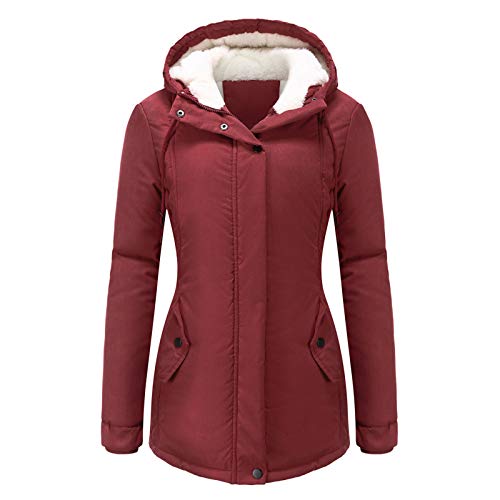 RENJIA IHGWE Damen Winter-Jacke dick warm gefüttert Parka kuschelig sportlich elegant Winter-Mantel Knie-lang für Outdoor Business Steh-Kragen Kapuze Kunstfell herausnehmbar von RENJIA