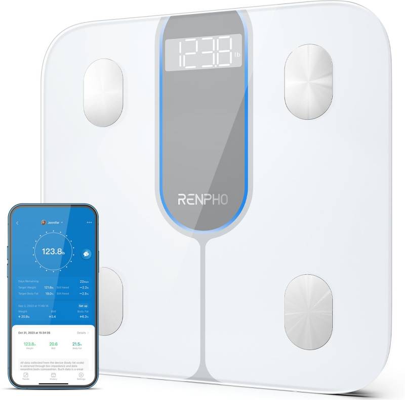 RENPHO Körper-Analyse-Waage Elis 1C Smart Body Scale A033, Smarte Körperanalysewaage mit 13 essentiellen Körpermessungen RENPHO Körper-Analyse-Waage Elis 1C Smart Body Scale A033, Smarte Körperanalysewaage mit 13 essentiellen Körpermessungen von RENPHO