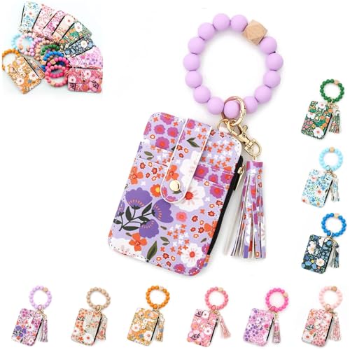RENQIDD Damen-Perlen-Brieftasche im Boho-Stil, 2025, Schlüsselanhänger mit Perlen und Quasten, Kreditkarten-Armband (F) von RENQIDD