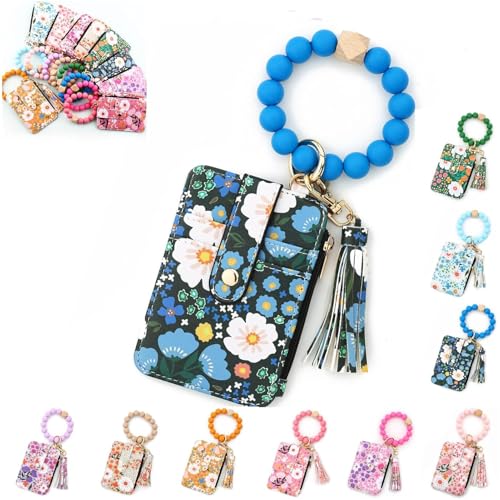 RENQIDD Damen-Perlen-Brieftasche im Boho-Stil, 2025, Schlüsselanhänger mit Perlen und Quasten, Kreditkarten-Armband (G) von RENQIDD
