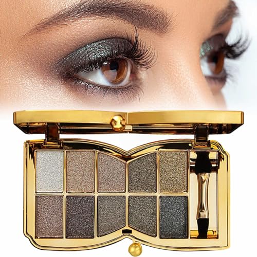 10 Colors Sparkle Shimmer Eyeshadow Palette, Gold Eyeshadow Shimmer Makeup Palette, Highly Pigmented Long Lasting Makeup Set, Eye Shadow Palette Makeup von RENTANAC