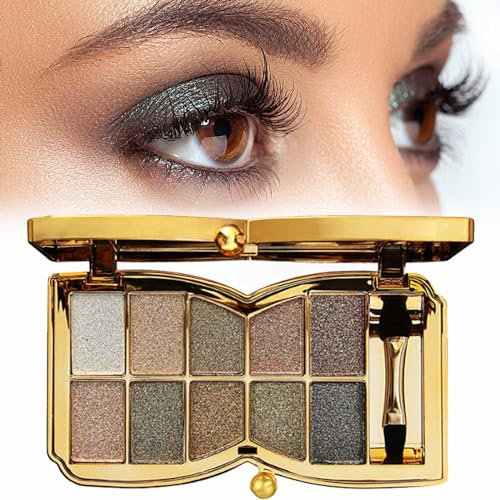 10 Colors Sparkle Shimmer Eyeshadow Palette, Gold Eyeshadow Shimmer Makeup Palette, Highly Pigmented Long Lasting Makeup Set, Eye Shadow Palette Makeup von RENTANAC