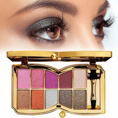 10 Colors Sparkle Shimmer Eyeshadow Palette, Gold Eyeshadow Shimmer Makeup Palette, Highly Pigmented Long Lasting Makeup Set, Eye Shadow Palette Makeup von RENTANAC