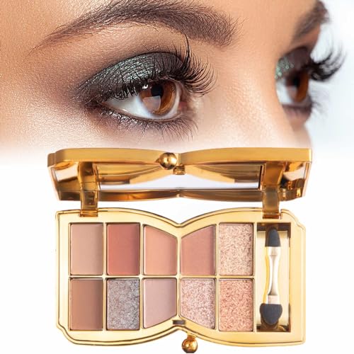 10 Colors Sparkle Shimmer Eyeshadow Palette, Gold Eyeshadow Shimmer Makeup Palette, Highly Pigmented Long Lasting Makeup Set, Eye Shadow Palette Makeup von RENTANAC